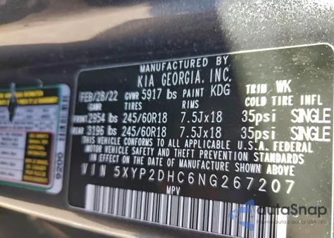 2022 Kia Telluride Lx z USA, uszkodzony, nr VIN 5XYP2DHC6NG267207